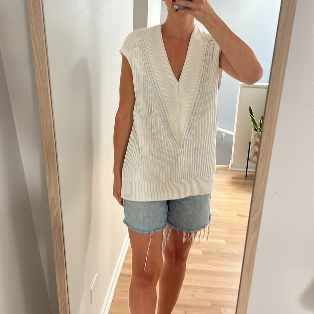 Rag & Bone Size XS White Sleeveless Knit Sweater Vest